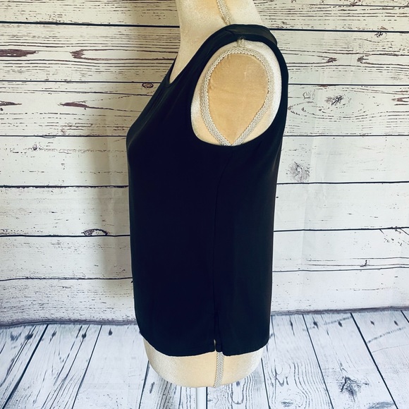 Women’s Medium Tank Top Chico’s Platinum Dark Brown Silk Spandex Blend U Neck - Picture 8 of 10